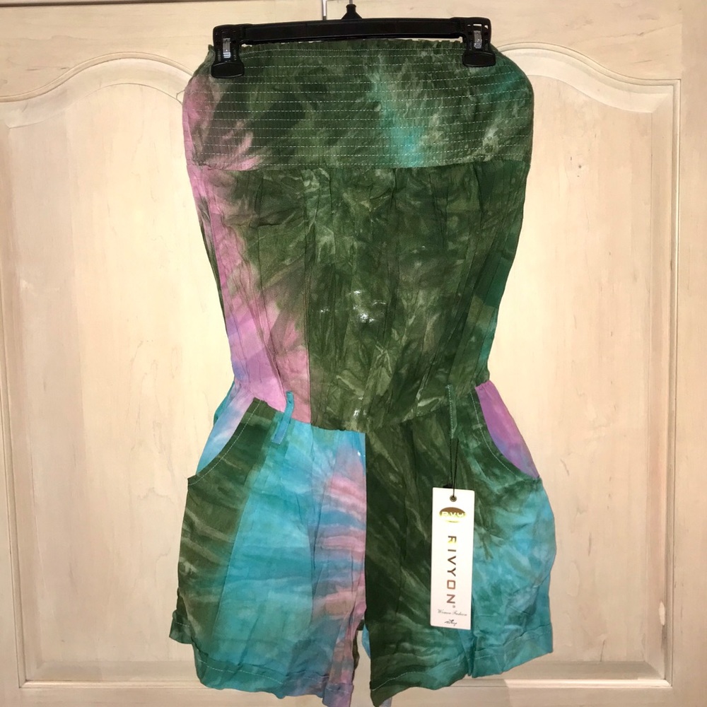 Tie Dye Army Romper With Pockets